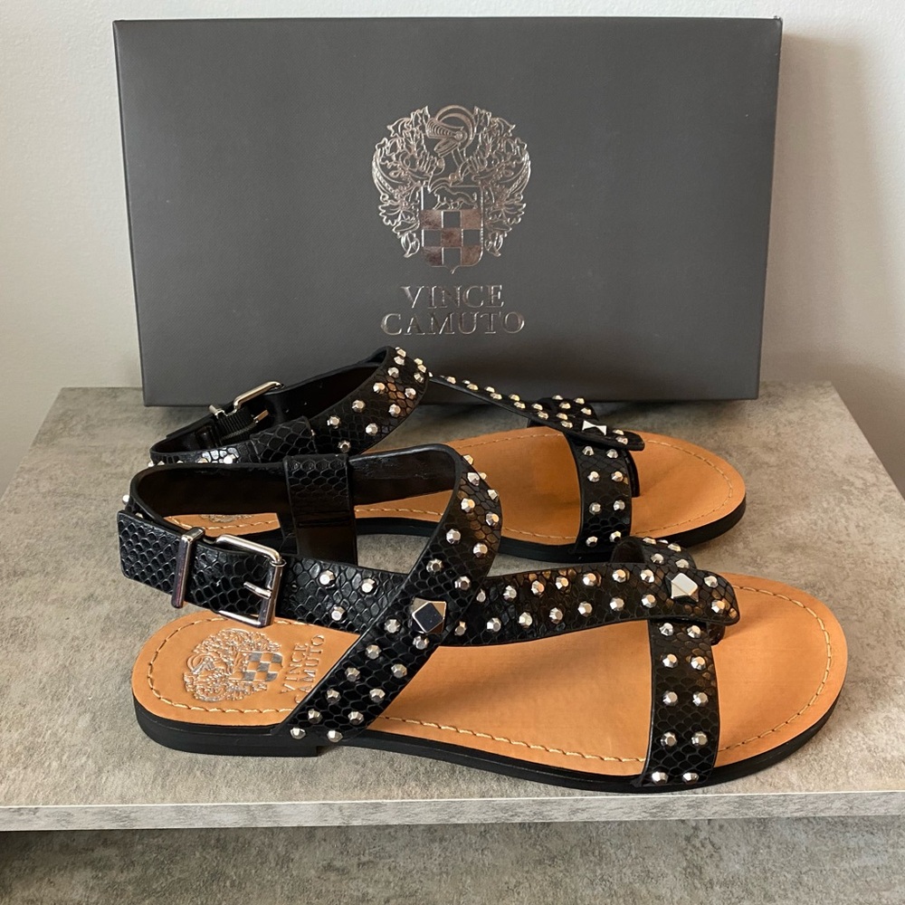 Black Studded Vince Camuto Sandals, size 7.5